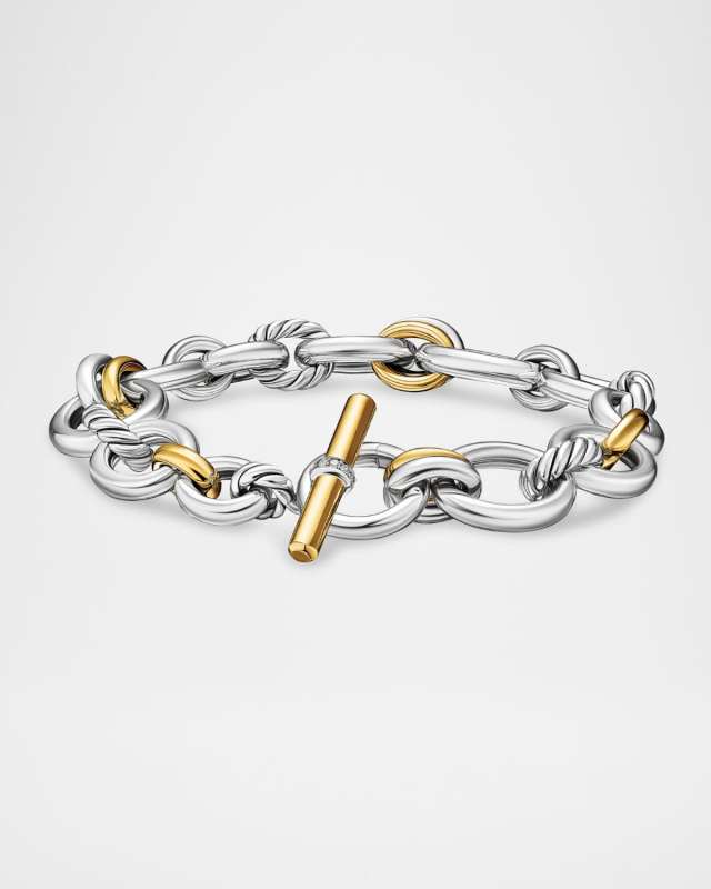 Mercer Chain Bracelet with Diamonds in Silver and 18K Gold, 5